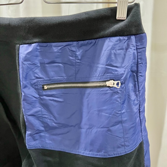 Acne Studios Colorblock Cotton & Nylon French Terry Black Blue Shorts - Picture 3 of 9